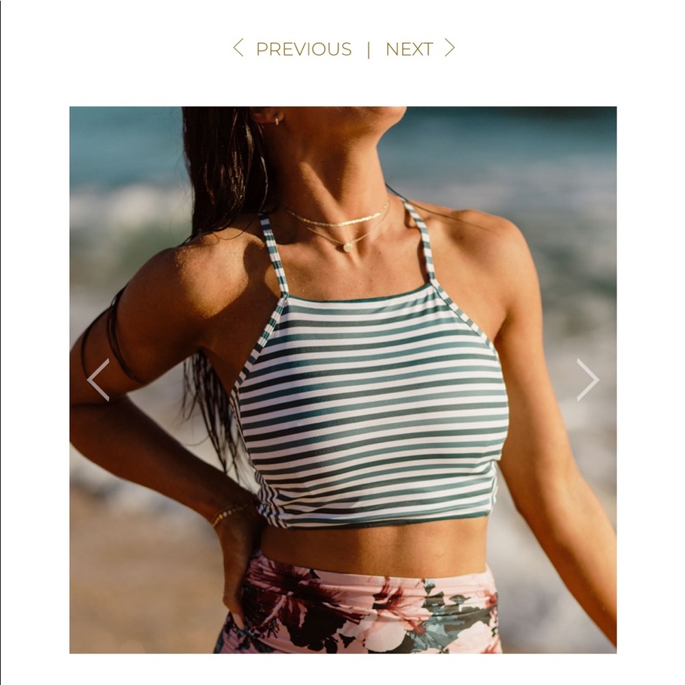 Albion Fit Swim Darling Stripe Switchback Top NWT